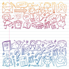 Concept of learning English. Flat design, vector pattern. English courses.