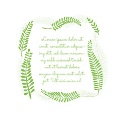 Vintage Frame with the Astragalus Leaves and Buds