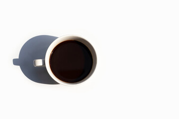 Cup of coffee on white background.