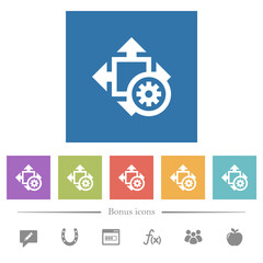 Size settings flat white icons in square backgrounds