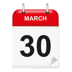March 30, Calendar Icon