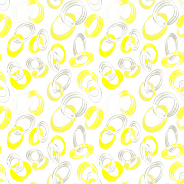 Gray and yellow geometric seamless pattern with line. Abstract background. Watercolor hand drawing illustration.