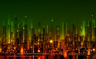 New York city. Illustration with architecture, skyscrapers, megapolis, buildings, downtown.
