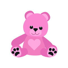Pink teddy bear toy vector illustration