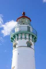 Close up shot of Seul Choix point light house in Michigan upper peninsula