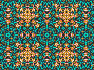 Wallpaper Geometric Seamless Ornament Abstract Pattern Green, Black, Blue, and Gold Yellow with Red Dots For print and Background. Geometric Tile Digital Paper.