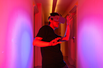 Gamer Man Using Virtual Reality Goggles
