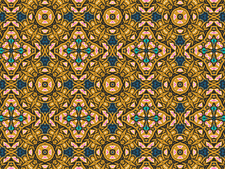 Wallpaper Geometric Seamless Ornament Abstract Pattern Green, Black, Blue, and Gold Yellow with Red Dots For print and Background. Geometric Tile Digital Paper.