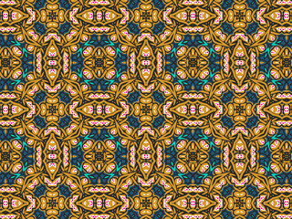 Wallpaper Geometric Seamless Ornament Abstract Pattern Green, Black, Blue, and Gold Yellow with Red Dots For print and Background. Geometric Tile Digital Paper.