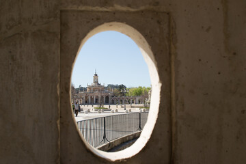 view of building through porthole