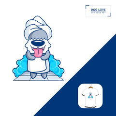 Dog grooming company. Dog bath, dog t shirt design your own