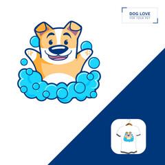 Dog grooming company. Dog bath, dog t shirt design your own