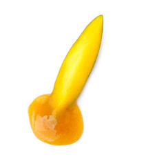 Tasty mango sauce on white background