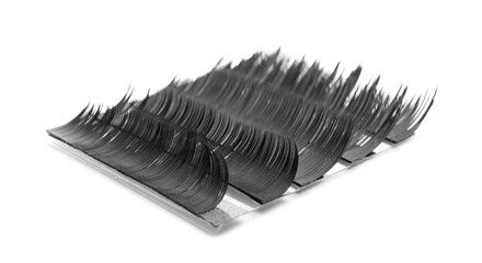 Set of false eyelashes on white background