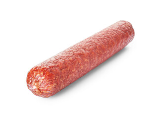 Tasty salami on white background