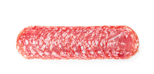 Tasty salami on white background