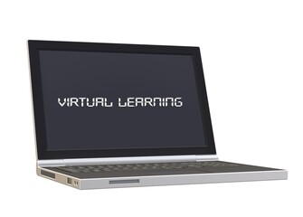 Laptop Notebook with Virtual Learning on the Screen for Online Classroom