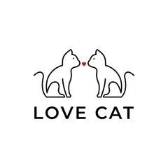 two cat cute pet logo vector icon