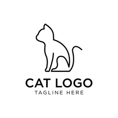 cat line outline monoline logo vector icon illustration