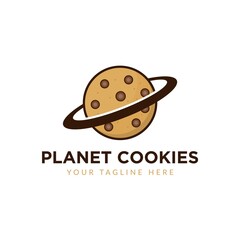 Cookie planet logo illustration of planet ring icon symbol