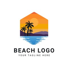 Obraz premium beach and island logo design, beach icon vector design
