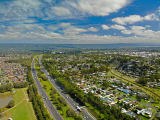 Drone photo of the M4 motorway in Western Sydney