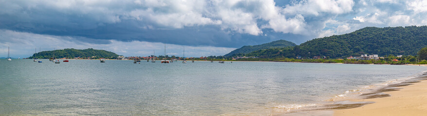 panorama of the beach  located on the beach of Cachoeira do Bom Jesus, Canasvieras, Ponta das Canas, Florianopolis,