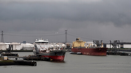 oil terminal and two tankers