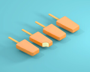 four creamsicles on blue table