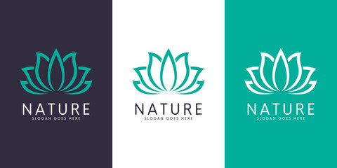 nature flower logo premium vector