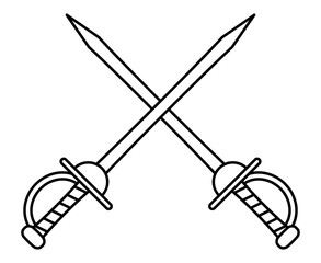 交差する西洋の剣（モノクロ）