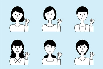 励ます女性のベクターイラストセット