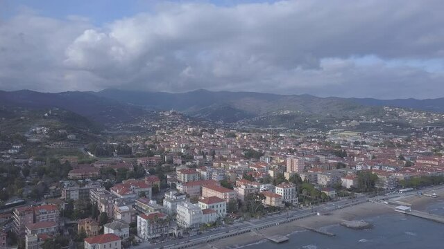 Diano Marina city aerial view in Liguria, Italy