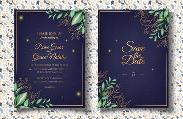 Luxury floral wedding invitation template