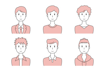 笑顔の男性のベクターイラストセット