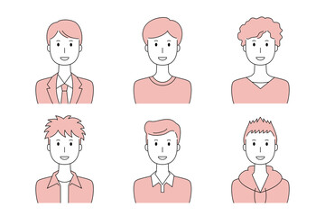 笑顔の男性のベクターイラストセット