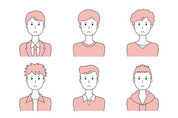 困った表情の男性のベクターイラストセット