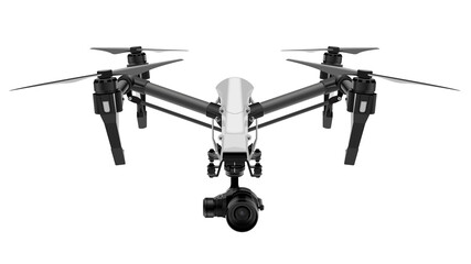 Fully editable vector illustration of a professional drone with a high definition 4K camera