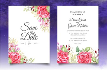 Watercolor floral wedding invitation template