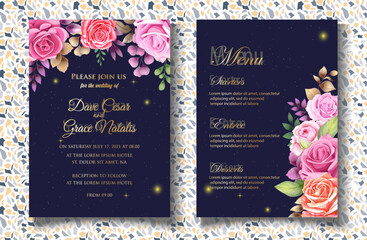 Luxury floral wedding invitation template