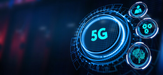 The concept of 5G network, high-speed mobile Internet, new generation networks. Business, modern technology, internet and networking concept.