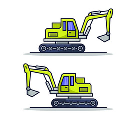 Cartoon illustrated excavator