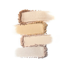 Collection of makeup powder isolated on white 