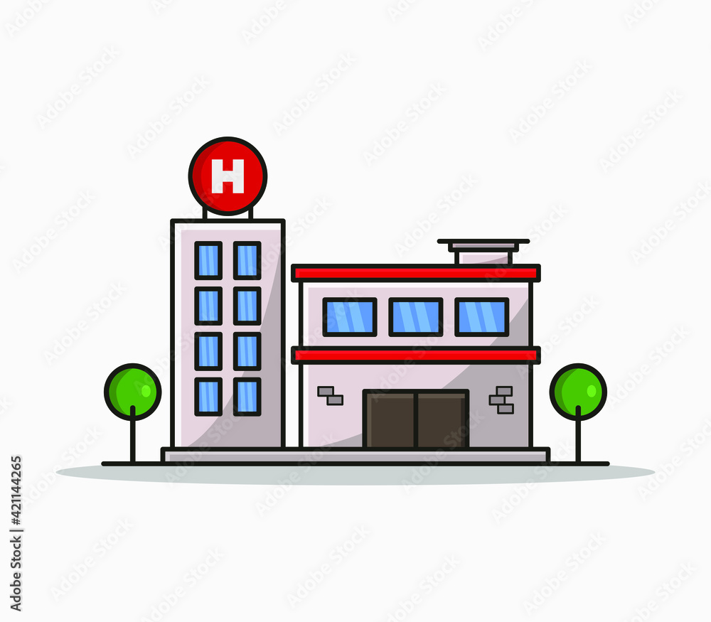 Sticker Cartoon illustrated hospital