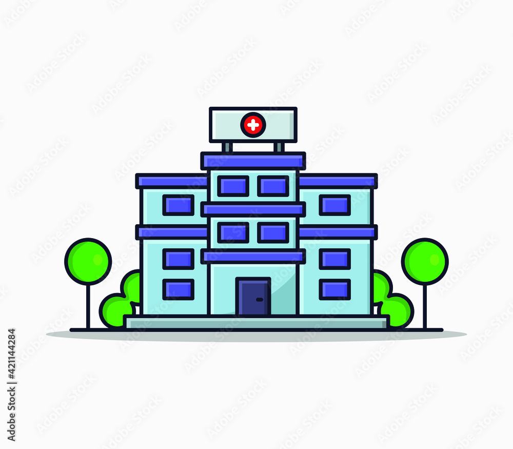 Sticker cartoon illustrated hospital