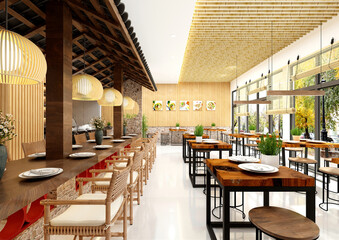 3d render of luxury restaurant interior