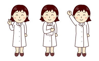 笑顔の女性医師のイラストセット