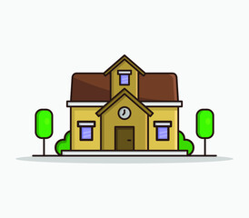 Cartoon illustrated school