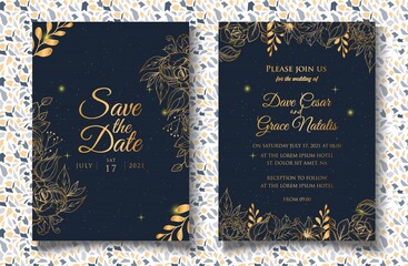 Luxury floral wedding invitation template