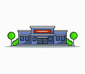 Cartoon illustrated supermarket
